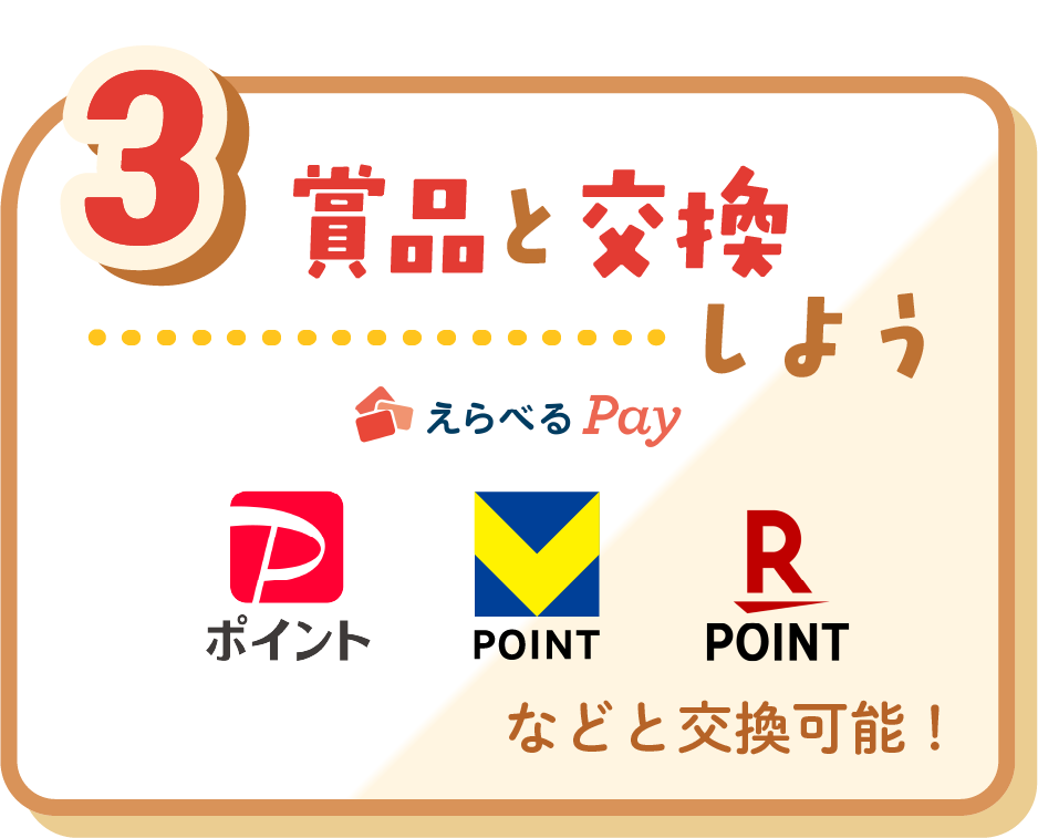 3.商品と交換しよう　ゴールドをえらべるPayと交換できます